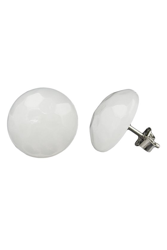 STUD EARRINGS HAMMERED WHITE CREAM