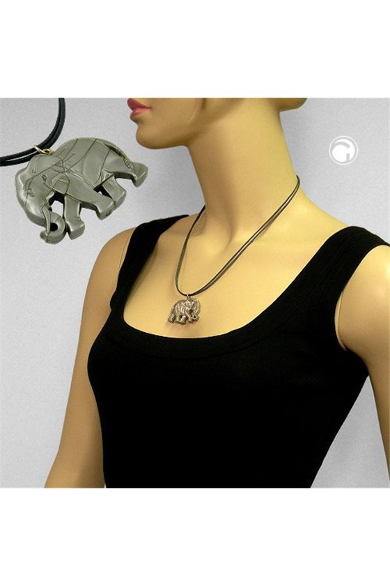 NECKLACE ELEPHANT GREY SILKY SHIMMERING