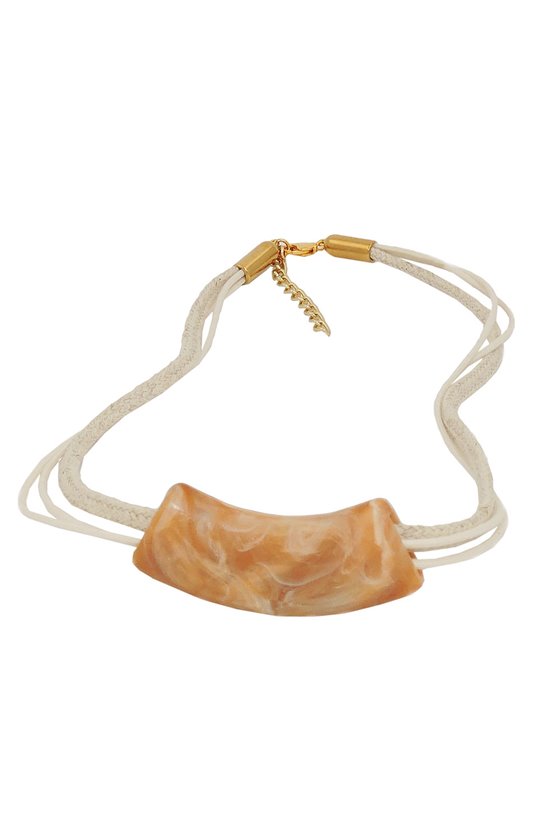 NECKLACE TUBE FLAT CURVED BEIGE 50CM