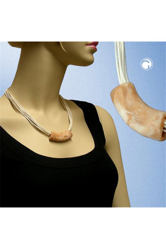 NECKLACE TUBE FLAT CURVED BEIGE 50CM