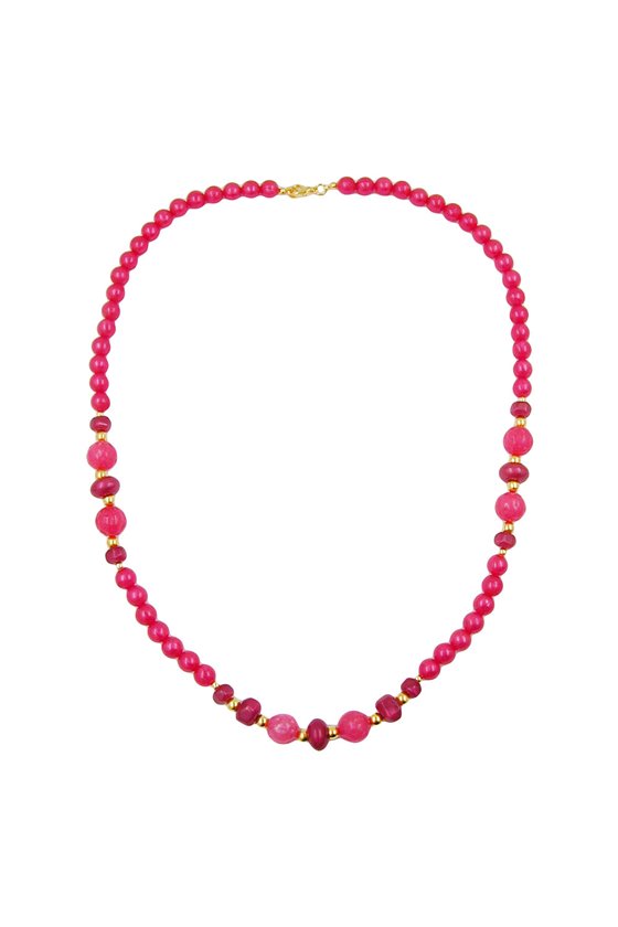 NECKLACE BEADS RASPBERRY RED