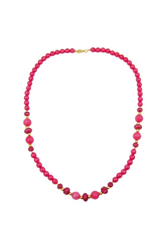 NECKLACE BEADS RASPBERRY RED