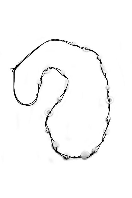 NECKLACE BEAD CHAIN WHITE & BLACK 100CM