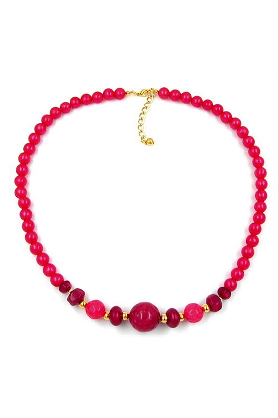 NECKLACE BEADS RASPBERRY RED