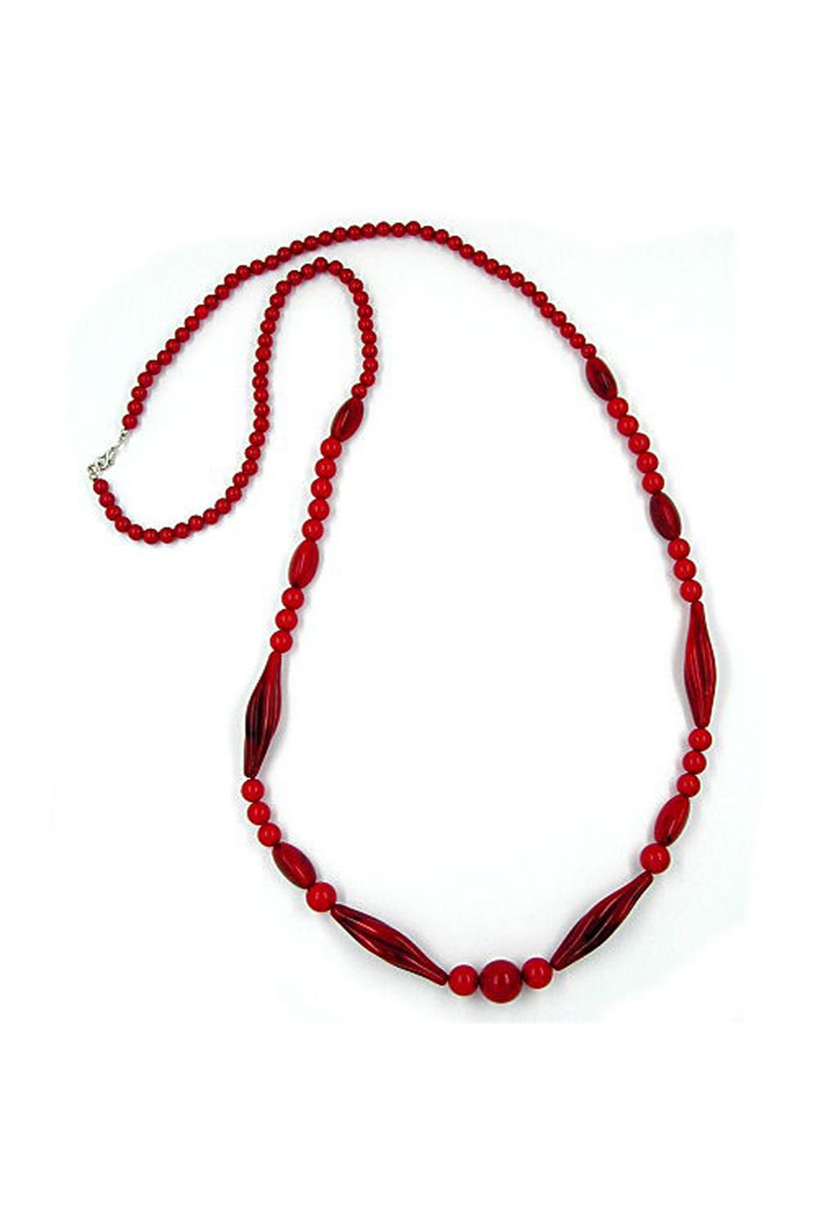 NECKLACE BEADS RED-BLACK 95CM