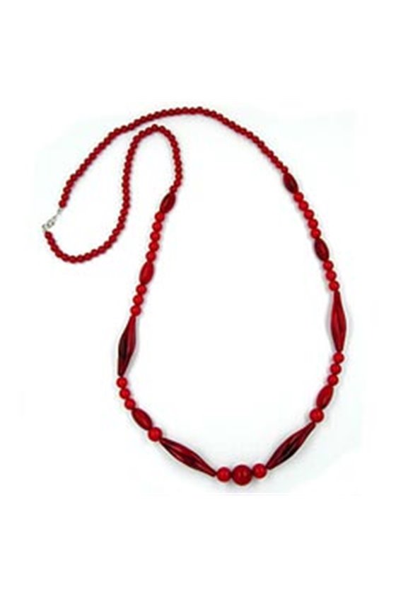 NECKLACE BEADS RED-BLACK 95CM