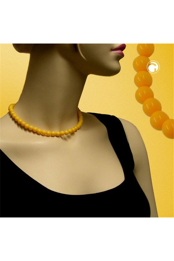 NECKLACE BEADS 8MM YELLOW