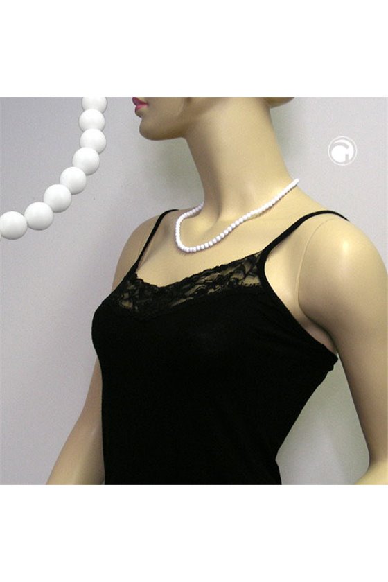 NECKLACE BEADS 6MM WHITE/ GLOSSY