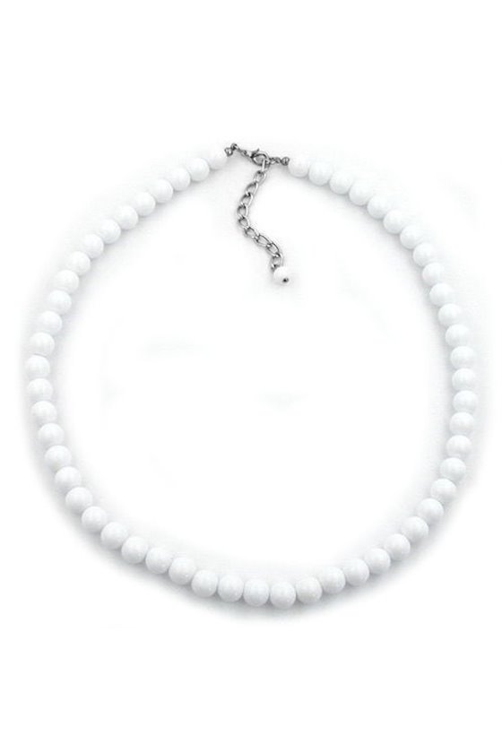 NECKLACE BEADS 6MM WHITE/ GLOSSY