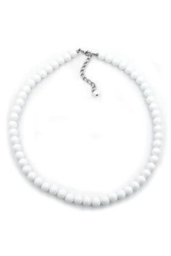 NECKLACE BEADS 6MM WHITE/ GLOSSY