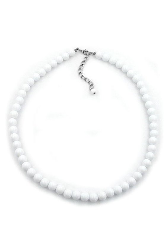 NECKLACE BEADS 6MM WHITE-SHINY 45CM