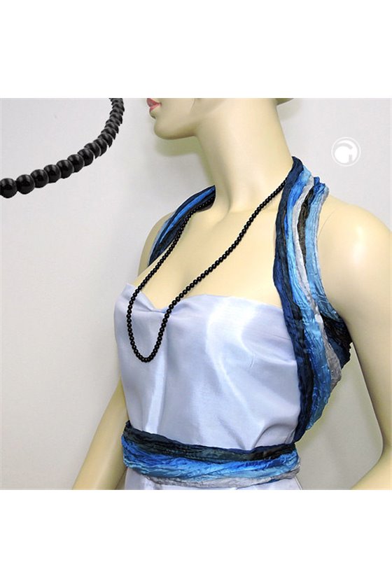 NECKLACE BEADS 6MM BLACK 80CM