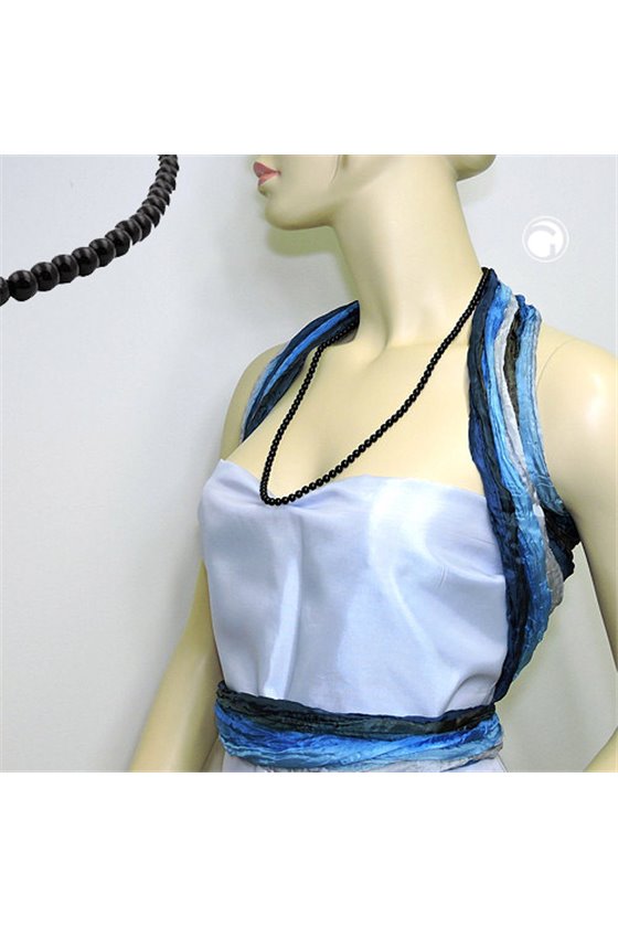 NECKLACE BEADS 6MM BLACK 70CM