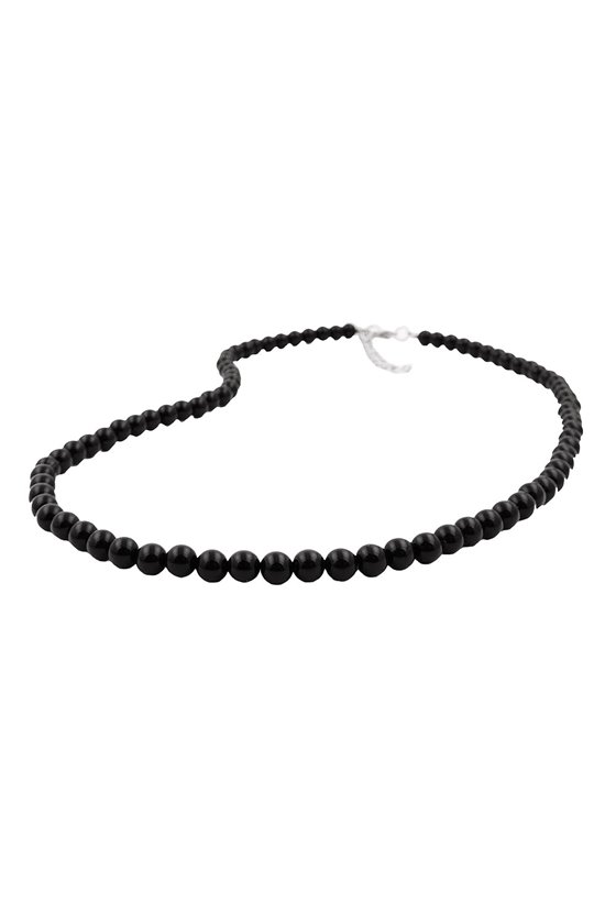 NECKLACE BEADS 6MM BLACK 60CM