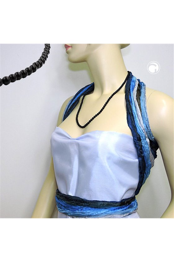 NECKLACE BEADS 6MM BLACK 60CM