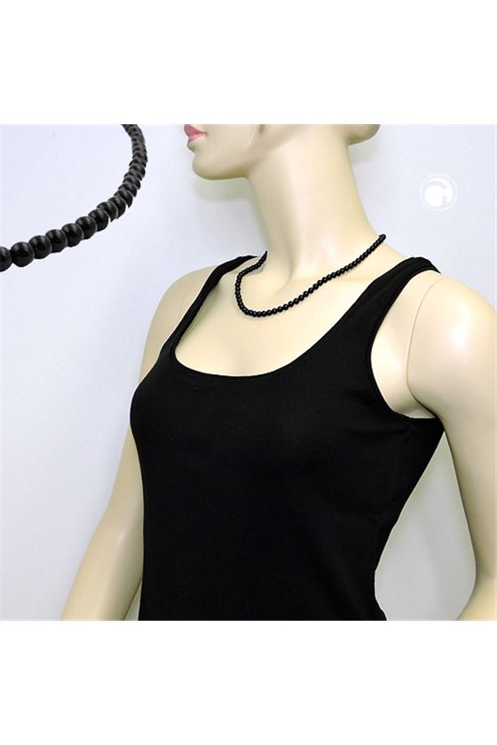 NECKLACE BEADS 6MM BLACK 50CM