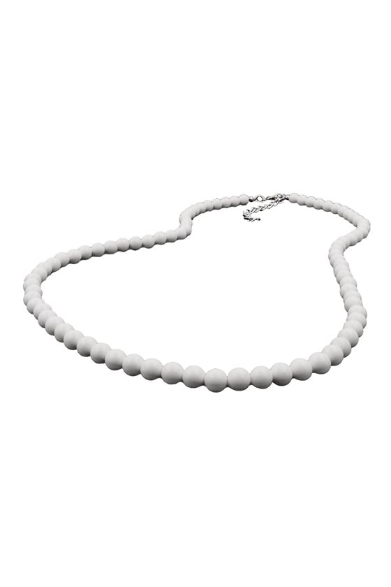 NECKLACE BEADS 6MM WHITE-SHINY 80CM