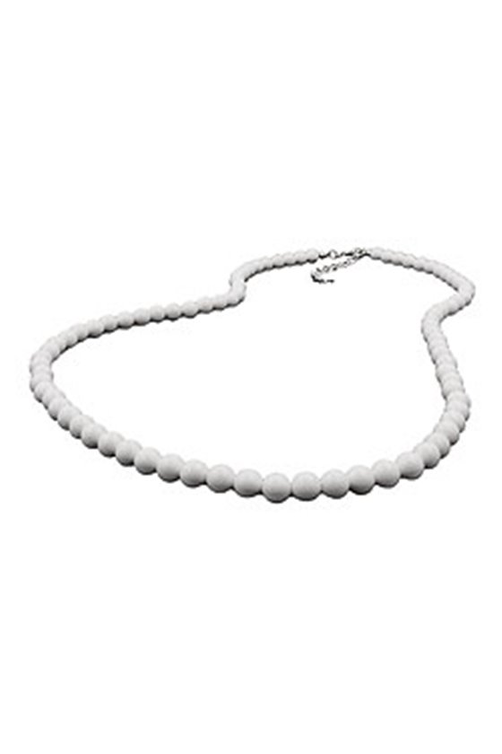 NECKLACE BEADS 6MM WHITE-SHINY 80CM