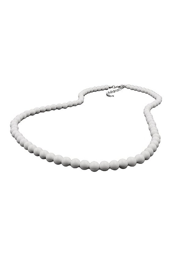 NECKLACE BEADS 6MM WHITE-SHINY 70CM