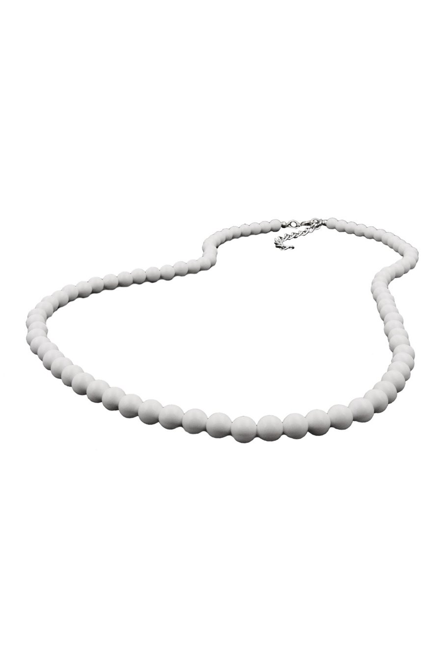 NECKLACE BEADS 6MM WHITE-SHINY 60CM