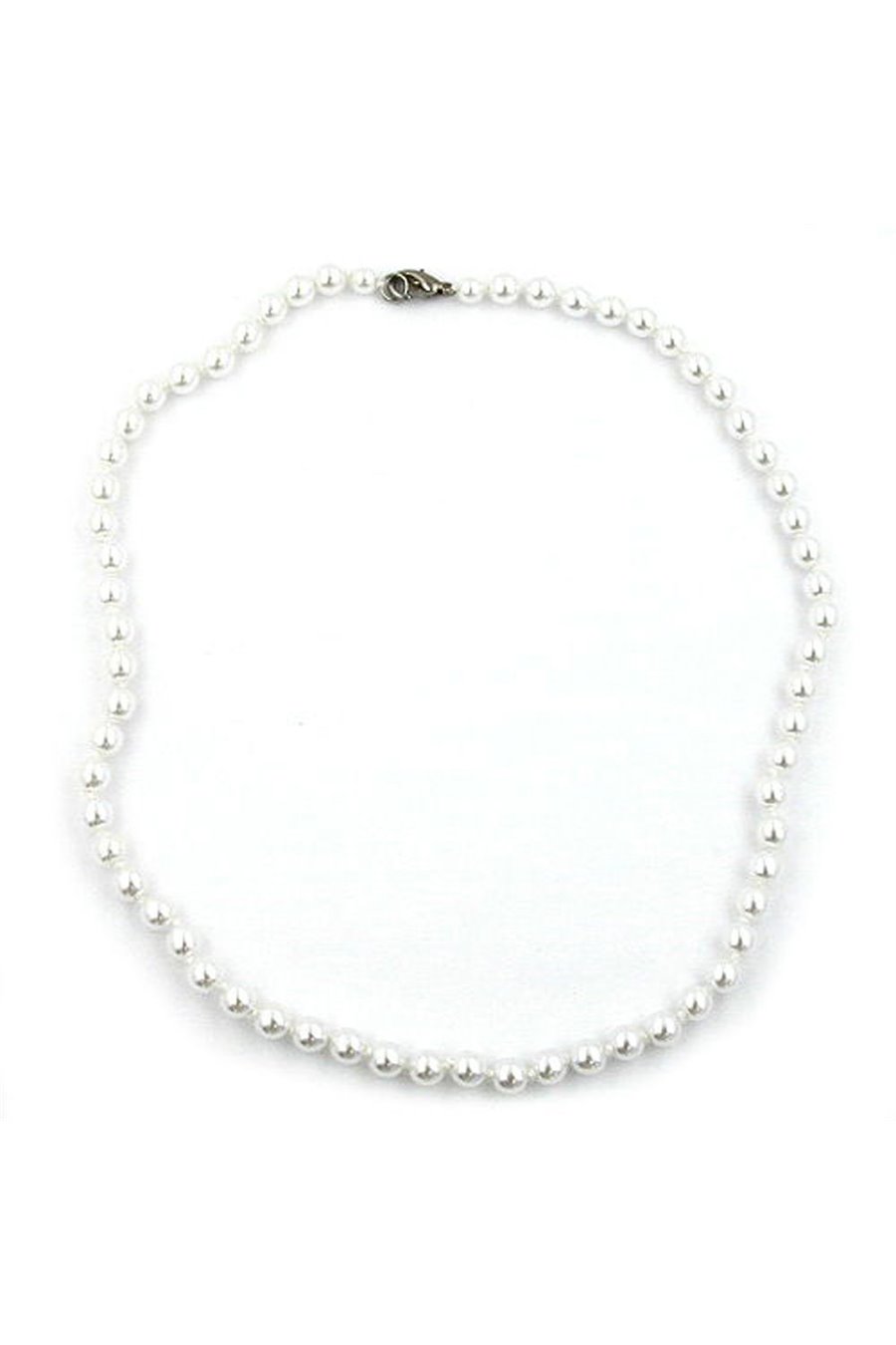 NECKLACE GLASS BEADS PEARLY WHITE KNOTTED 50CM