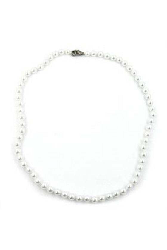 NECKLACE GLASS BEADS PEARLY WHITE KNOTTED 50CM