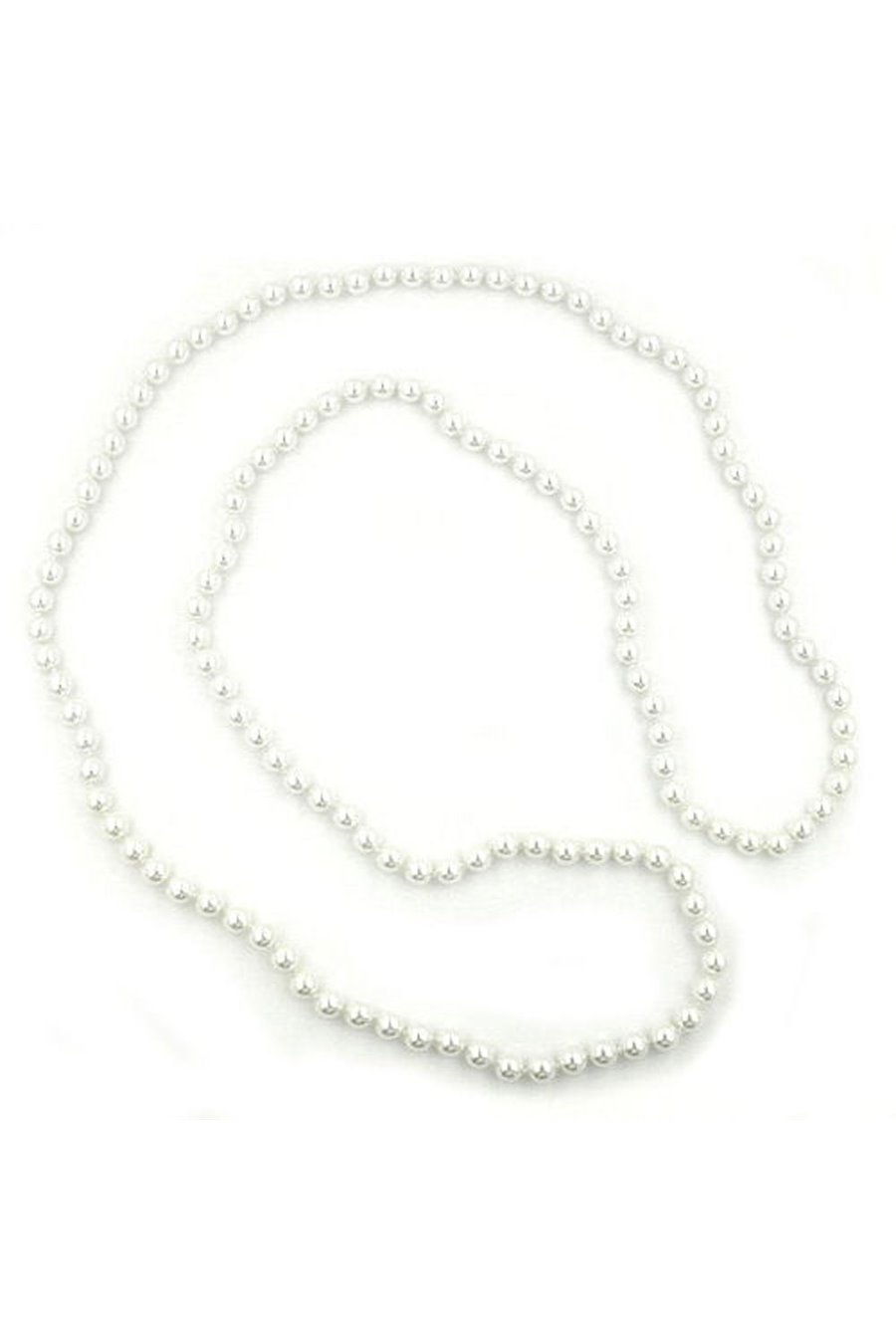 NECKLACE GLASS BEADS PEARLY WHITE 80CM