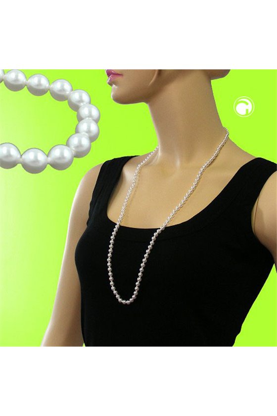 NECKLACE GLASS BEADS PEARLY WHITE 80CM