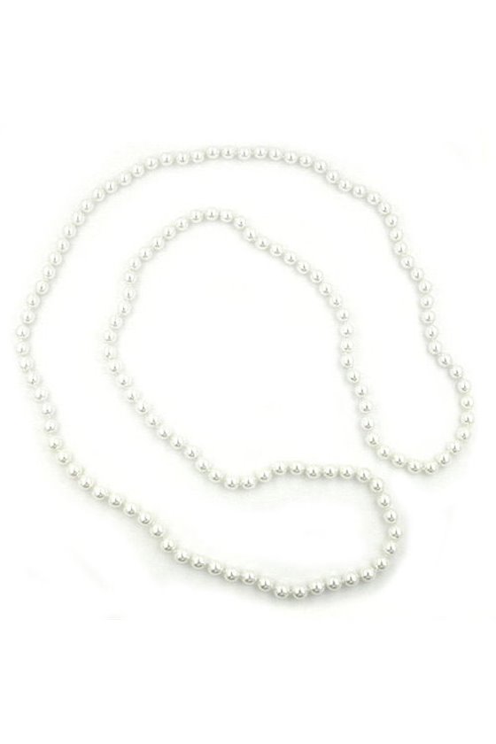 NECKLACE GLASS BEADS PEARLY WHITE 80CM
