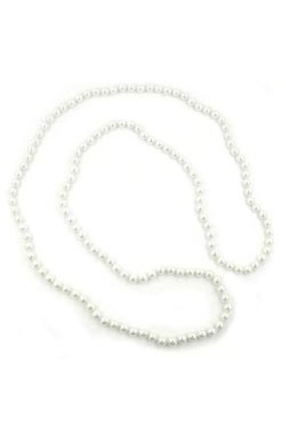 NECKLACE GLASS BEADS PEARLY WHITE 80CM