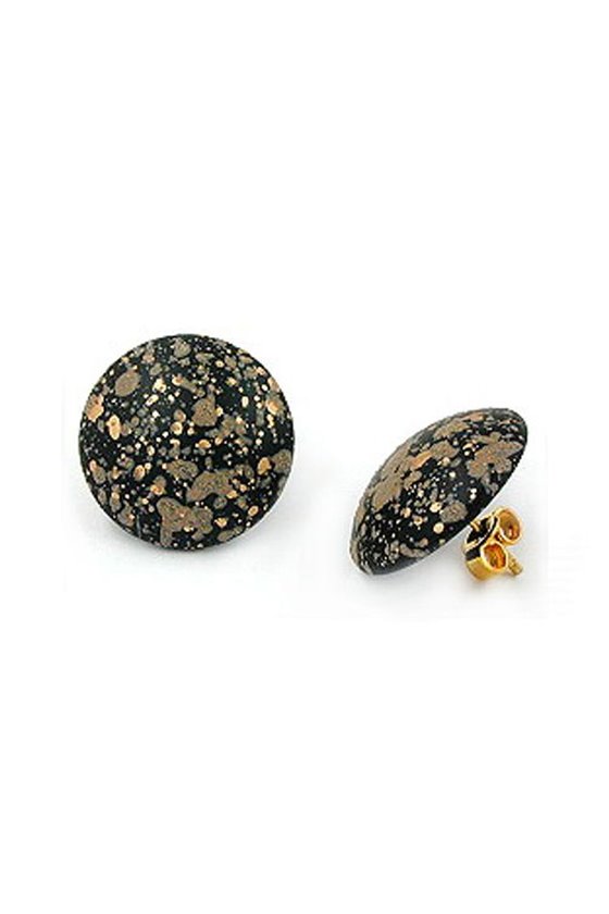 EARRING CLIP-ON BROWN-GOLD SPOTTED