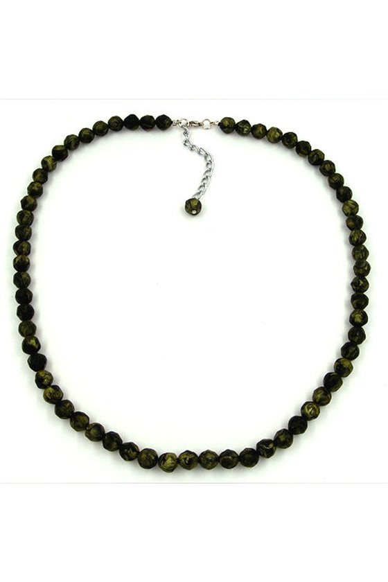 NECKLACE BAROQUE BEADS GREEN-OLIVE 45CM
