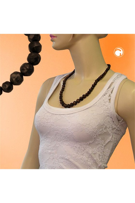 NECKLACE BAROQUE BEADS BROWN MARBLED