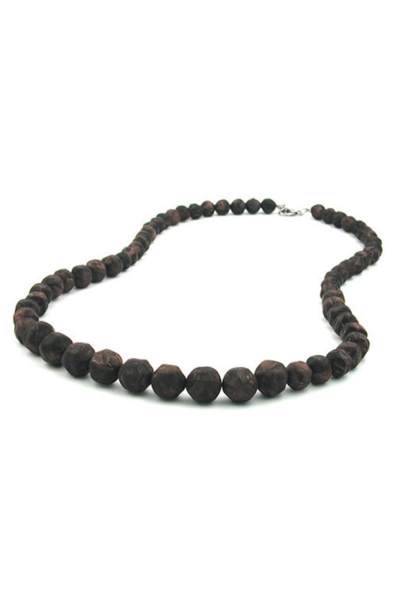 NECKLACE BAROQUE BEADS BROWN MARBLED