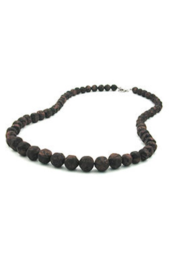 NECKLACE BAROQUE BEADS BROWN MARBLED