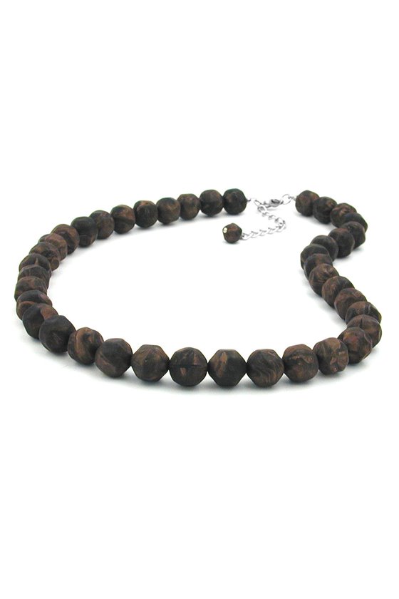 NECKLACE BAROQUE BEADS 12MM BROWN 50CM