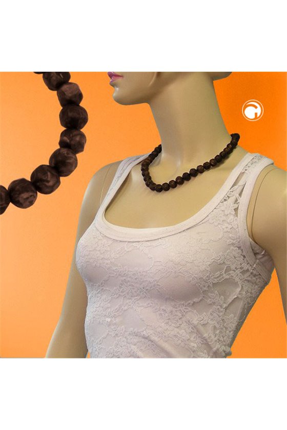 NECKLACE BAROQUE BEADS 12MM BROWN 50CM