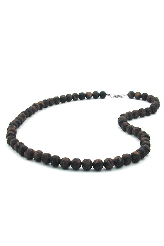 NECKLACE BAROQUE BEADS 10MM BROWN MARBLED