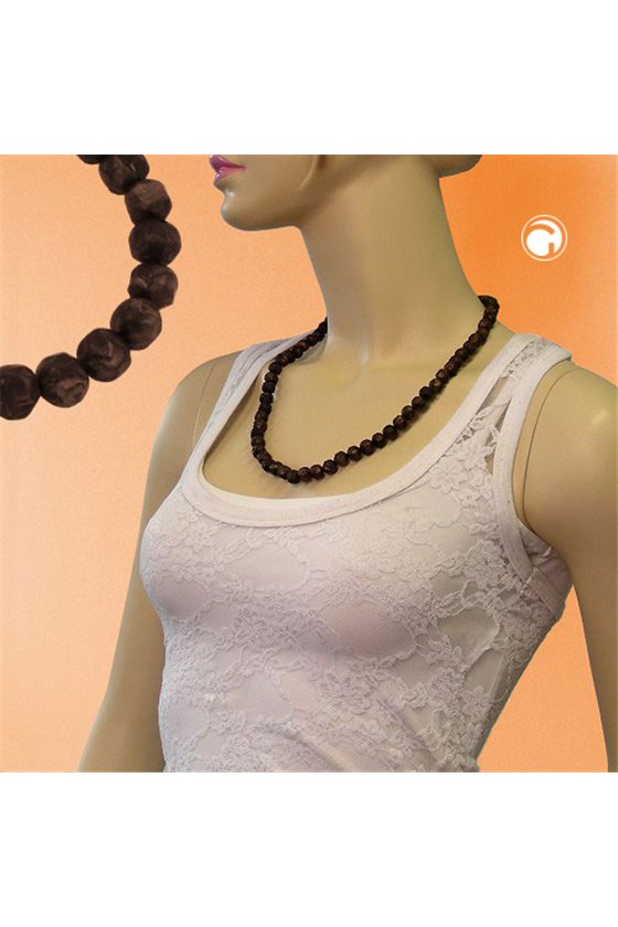NECKLACE BAROQUE BEADS 10MM BROWN MARBLED