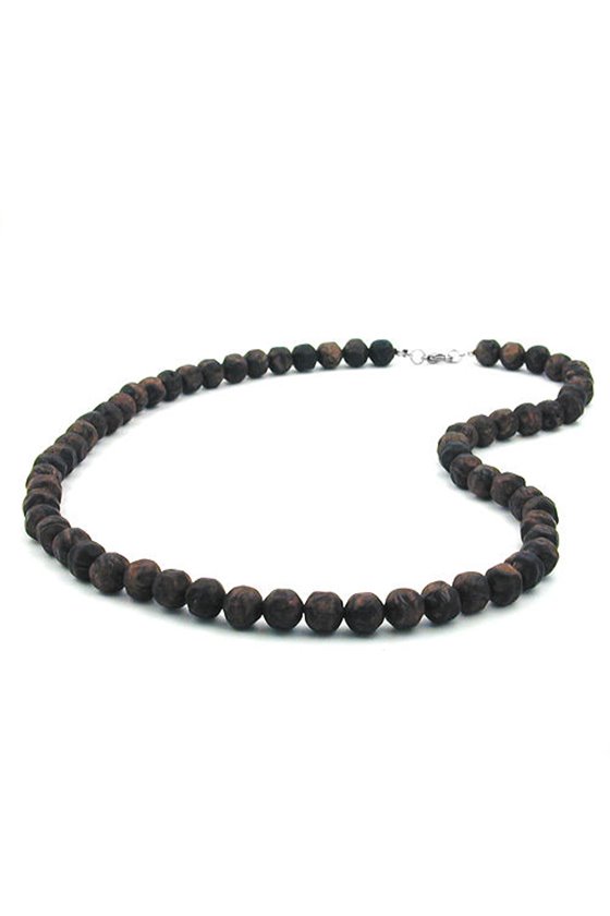 NECKLACE BAROQUE BEADS 10MM BROWN MARBLED