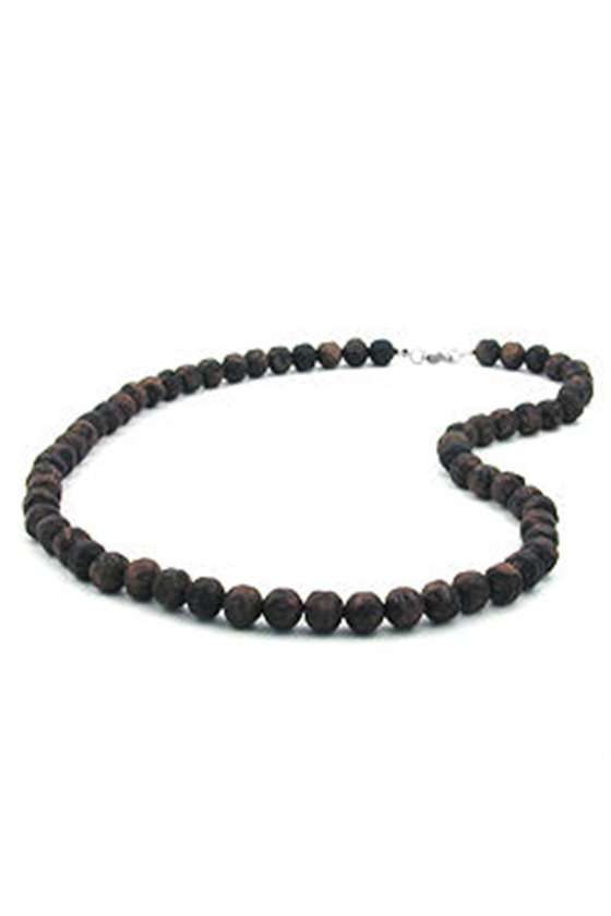 NECKLACE BAROQUE BEADS 10MM BROWN MARBLED