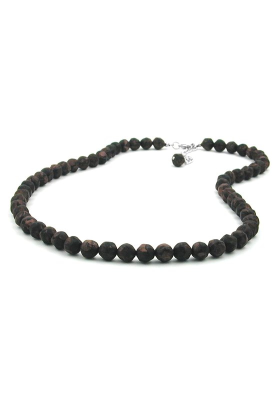 NECKLACE BAROQUE BEADS 8MM BROWN MARBLED