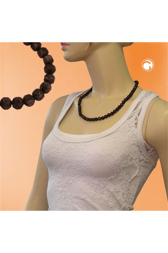NECKLACE BAROQUE BEADS 8MM BROWN MARBLED