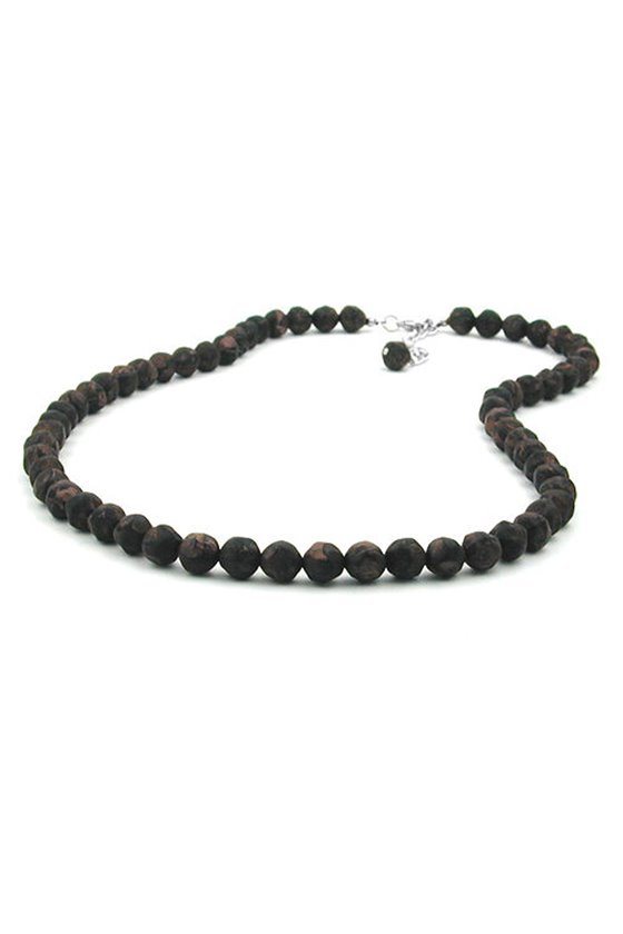 NECKLACE BAROQUE BEADS 8MM BROWN MARBLED