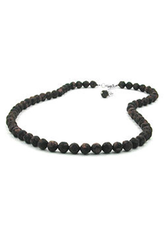 NECKLACE BAROQUE BEADS 8MM BROWN MARBLED