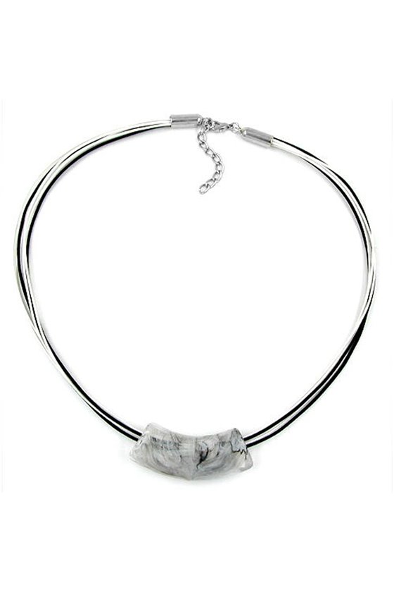 NECKLACE TUBE FLAT CURVED BLACK WHITE 50CM