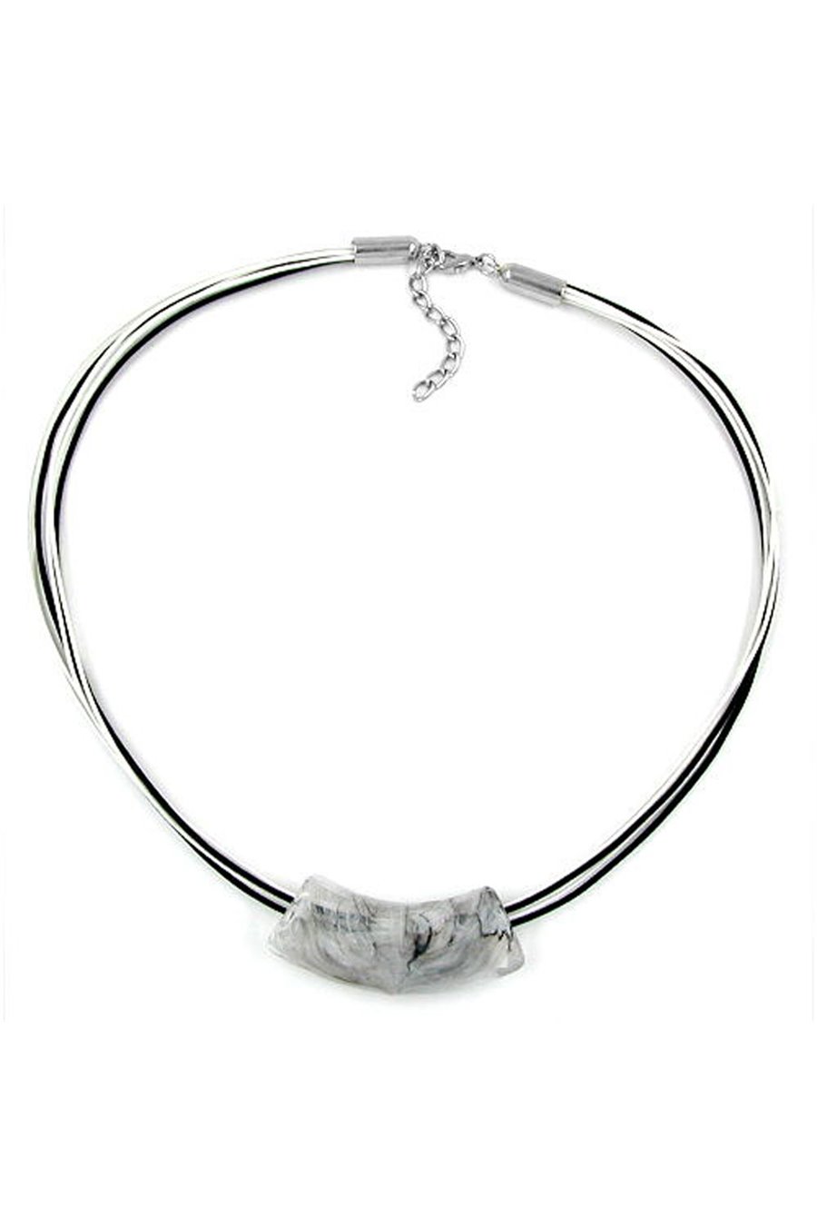 NECKLACE TUBE FLAT CURVED BLACK WHITE 50CM
