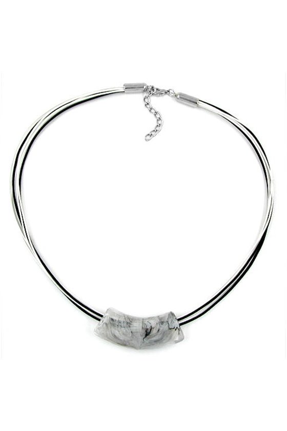 NECKLACE TUBE FLAT CURVED BLACK WHITE 50CM