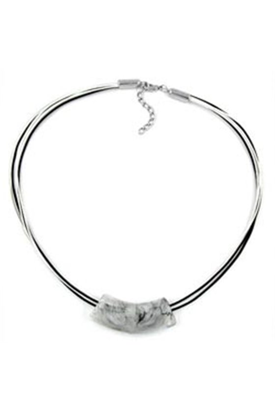 NECKLACE TUBE FLAT CURVED BLACK WHITE 50CM