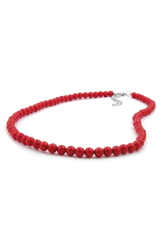 NECKLACE BEADS 6MM RED SHINY 80CM